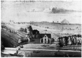 Раушем. Пейзаж с Мельницей и Готической аркой. Рисунок Уильяма Кента