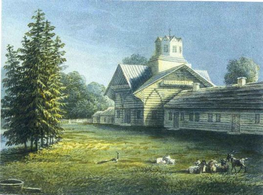 Ферма в Павловске. Раскрашенная гравюра. 1824. ГМЗ Павловск