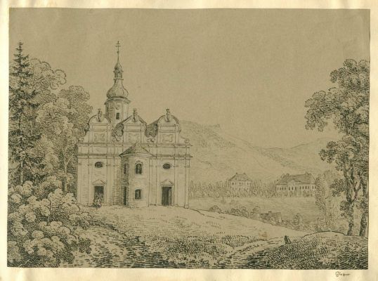 Глогер – Gloger. Пейзаж с церковью. Лист из альбома принцессы Шарлотты Прусской. Не ранее 1814 г. ГА РФ