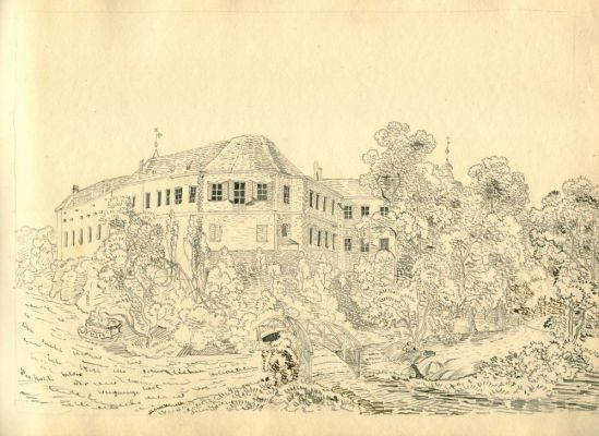 Замок и парк Кунцендорф в Силезии.Лист из альбома принцессы Шарлотты Прусской. Не ранее 1814 г. ГА РФ