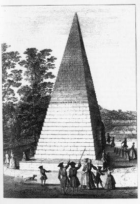 Стоу. Пирамида Ванбру. Гравюра Жака Риго. 1730-е
