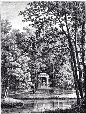 Памятник Куку в Меревиле. Гравюра из книги Александра Лаборда Описание новых садов Франции (1808)