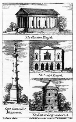 Колонна Гренвиля. Гравюра из книги Бентона Сили Виды храмов... в Стоу (1750)