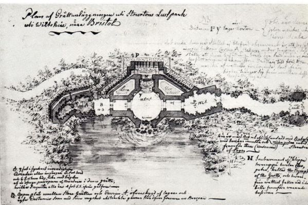 Фредрик Магнус Пипер. План Грота в Стоурхеде. 1779. Плавный вход справа, изогнутая лестница слева