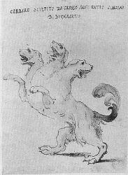 Бомарцо. Цербер. Рисунок Джованни Гуэрра. 1590-е